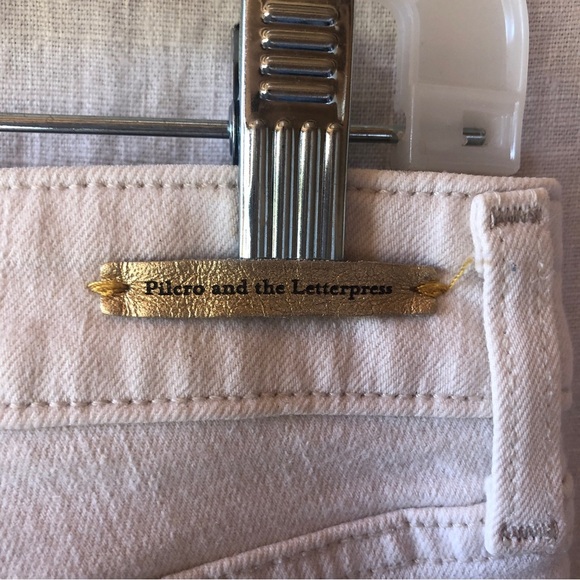 Pilcro and the Letterpress Anthropologie ivory denim jeans Stet fit size 28 - Picture 8 of 9